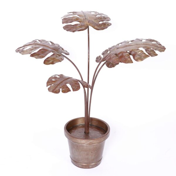 1970s Mid Century Metal Potted Plant Sculpture