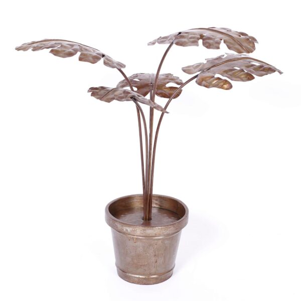 1970s Mid Century Metal Potted Plant Sculpture