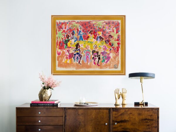 At a Dinner Party by Happy Menocal in Gold Frame, Small Art Print At a Dinner Party by Happy Menocal in Gold Frame, Small Art Print