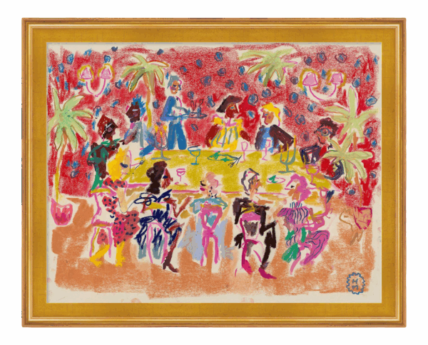 At a Dinner Party by Happy Menocal in Gold Frame, Small Art Print At a Dinner Party by Happy Menocal in Gold Frame, Small Art Print