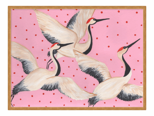 Babette, Cleo & Estelle Rouleau by Willa Heart in Gold Framed Paper, Large Art Print