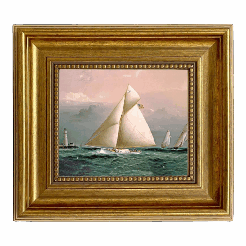 Chiquita Racing Off Boston Lighthouse Framed Oil Painting Print on Canvas