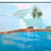 David Hockney Vintage 1976 Lithograph Print Framed Pop Art Denmark Exhibition Poster " Pool & Steps. Le Nid Du Duc " 1971