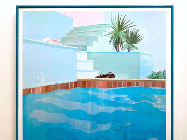 David Hockney Vintage 1976 Lithograph Print Framed Pop Art Denmark Exhibition Poster " Pool & Steps. Le Nid Du Duc " 1971 David Hockney Vintage 1976 Lithograph Print Framed Pop Art Denmark Exhibition Poster " Pool & Steps. Le Nid Du Duc " 1971