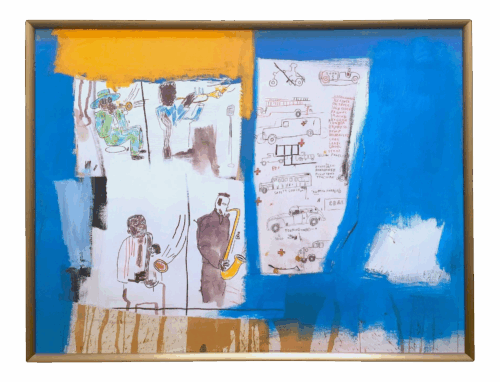 Jean Michel Basquiat Vintage 1997 Framed Fine Art Lithograph Print " Worthy Constituents " 1986