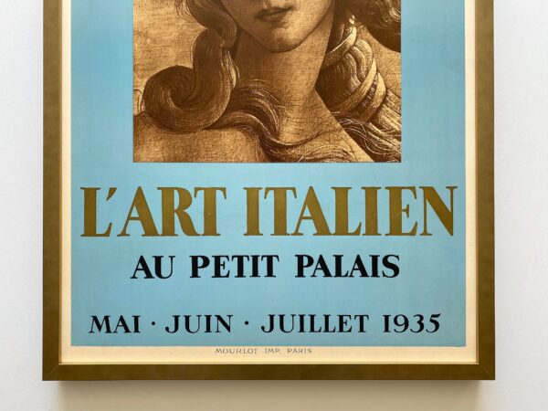 " l'Art Italien " Vintage 1935 Mourlot Fine Art Lithograph Print Art Deco Framed Paris Exhibition Poster Botticelli " Birth of Venus " 1482