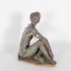 Modern Relaxed Male Nude Sculpture in Clay on Wood, 2005