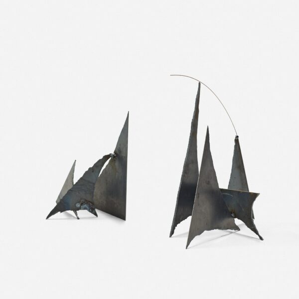 Pair of Modernist Abstract Welded Geometric Sculptures