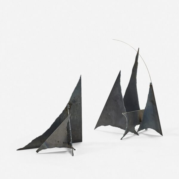 Pair of Modernist Abstract Welded Geometric Sculptures