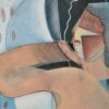 Vintage Cubist Mixed Media Reclining Nude C.1980s