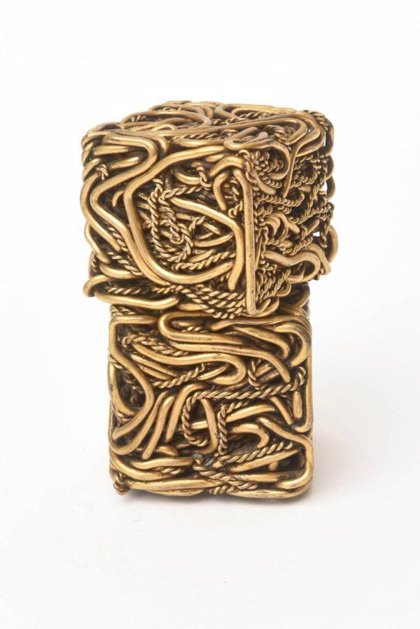 Vintage Signed Yascal French Bronze Twisted Square Cube Sculptures Pair Of