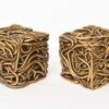 Vintage Signed Yascal French Bronze Twisted Square Cube Sculptures Pair Of