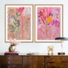 Wildflower Bouquet Diptych by Lesley Grainger in Gold Frame, Medium Art Print