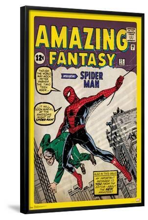24X36 Marvel Comics Spider-Man - Cover - Black Framed Art Print Wall Art, 24x36 24X36 Marvel Comics Spider-Man - Cover - Black Framed Art Print Wall Art, 24x36