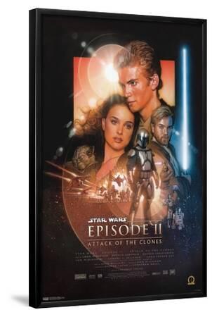 24X36 Star Wars: Attack of the Clones - One Sheet - Black Framed Art Print Wall Art, 24x36 24X36 Star Wars: Attack of the Clones - One Sheet - Black Framed Art Print Wall Art, 24x36