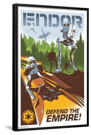 24X36 Star Wars: The Return of the Jedi - Endor - Black Framed Art Print Wall Art, 24x36 24X36 Star Wars: The Return of the Jedi - Endor - Black Framed Art Print Wall Art, 24x36