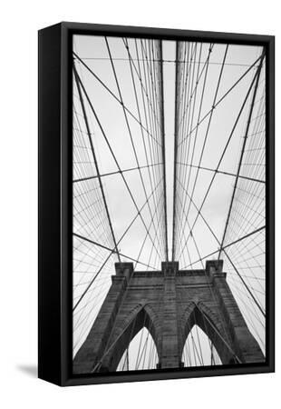Brooklyn Bridge, New York City - Black Framed Canvas Print Wall Art, 12x18