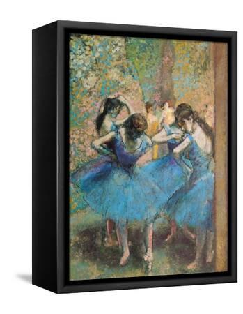 Dancers in Blue, c.1895 - Black Framed Canvas Print Wall Art, 9x12
