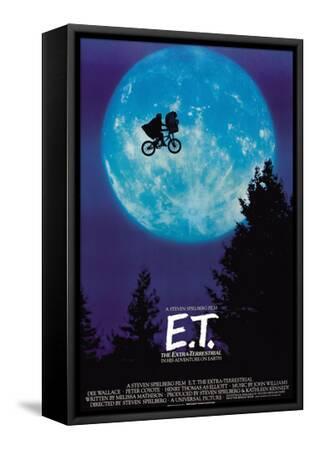E. T. THE EXTRA-TERRESTRIAL [1982], directed by STEVEN SPIELBERG. - Black Framed Canvas Print Wall Art, 12x18
