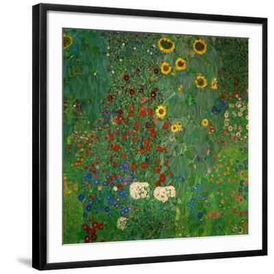 Farm Garden with Sunflowers, c.1912 - Black Framed Art Print Wall Art, 24x24