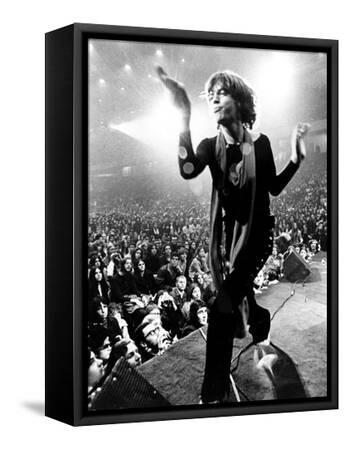 Gimme Shelter, Mick Jagger, 1970 - Black Framed Canvas Print Wall Art, 12x16
