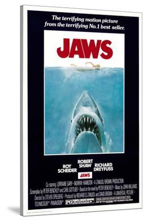 Jaws, 1975 - Canvas Print Wall Art, 36x54