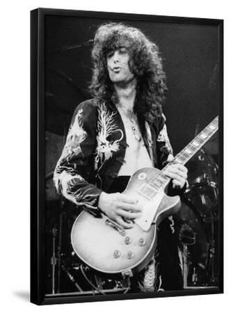 Led Zeppelin - Jimmy Page - Earls Court 1975 - Black Framed Art Print Wall Art, 23x33