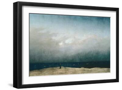 Monk by Sea, 1809 - Black Framed Art Print Wall Art, 18x12