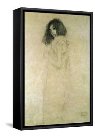 Portrait of a Young Woman, 1896-97 - Black Framed Canvas Print Wall Art, 12x18
