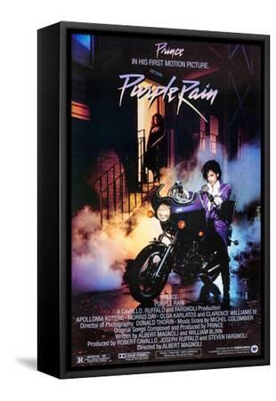 PRINCE. "PURPLE RAIN" [1984], directed by ALBERT MAGNOLI. - Black Framed Canvas Print Wall Art, 12x18