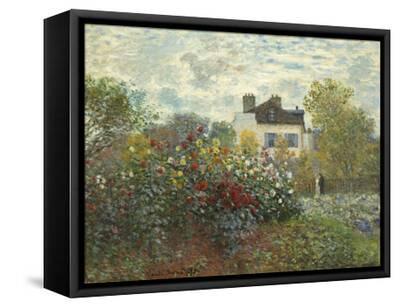 The Artist's Garden in Argenteuil (A Corner of the Garden with Dahlias), 1873 - Black Framed Canvas Print Wall Art, 16x12